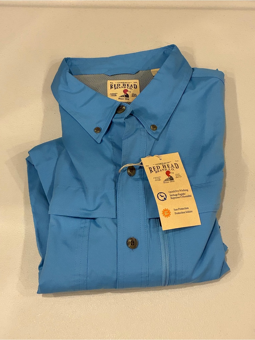 RedHead Brand Co Shirt Mens 2XL Blue Short Sleeve Button Down NWT